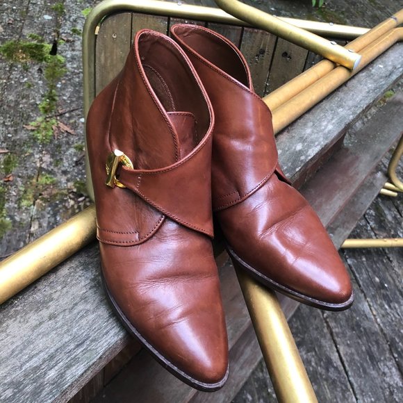 VINTAGE ETIENNE AIGNER BROWN MONK STRAP ANKLE BOOTS SZ 7.5 - Picture 8 of 16